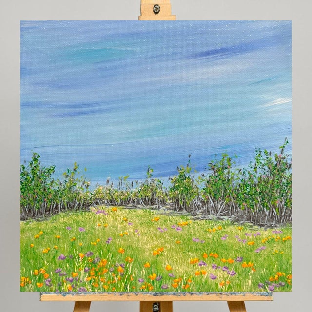 Enhance your space with this serene hand-painted acrylic artwork. This beautiful painting depicts a colorful landscape...