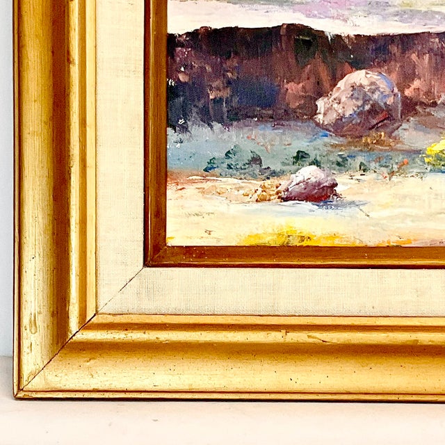 1970s 1974 Vintage Impressionist “Desert Scene” Original Oil Painting, New Mexico, Artist Signed, Framed For Sale - Image 5 of 12