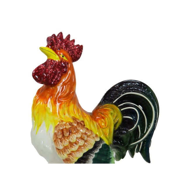 Vintage Extra Large Life-Size Italian Ceramic Rooster For Sale - Image 4 of 12