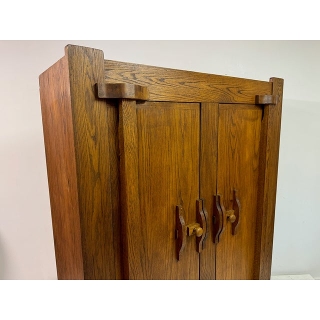 1960s Brutalist Belgian Oak Cupboard, 1960s For Sale - Image 5 of 10