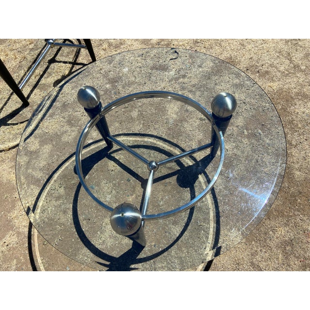 Vintage Space Age Design Chrome and Glass Atomic Coffee & Demilune Console Table For Sale - Image 10 of 18