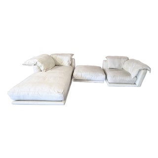 Montauk "Jill" Modular Sofa in Cream Off-White Velvet For Sale