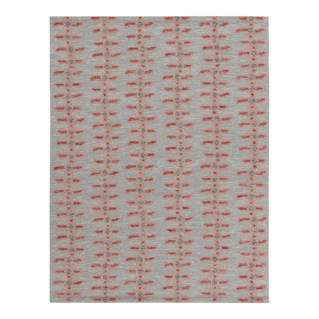Scandinavian Style Kilim Rug in Gray, Red & Pink by Rug & Kilim 3x10 For Sale