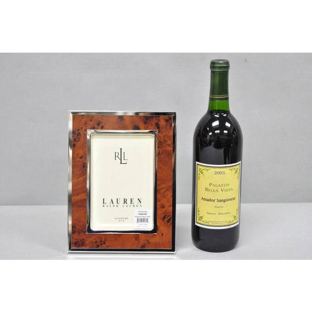 Lauren, Ralph Lauren Harlow Burl Wood & Silver Plated 4x6 Photo Picture Frame with Glass Front (Discontinued, New old...