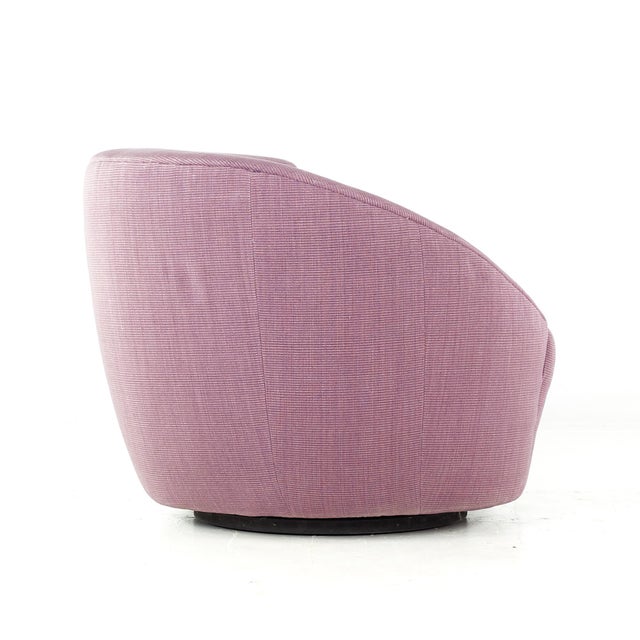 Vladimir Kagan Style Mid Century Nautilus Purple Swivel Lounge Chairs - Pair For Sale - Image 9 of 12