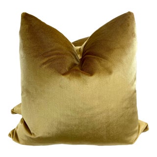 Schumacher "Venetian Silk Velvet" in Gold 22" Pillows-A Pair For Sale