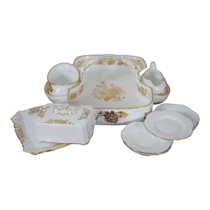 Antique English Hammersley & Co. Rose Point Strawberry Basket Tea Serving Set- 10 Pieces