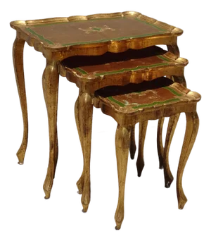 Set of Three Vintage Florentine Gold Gilt Nesting Tables Made in Italy