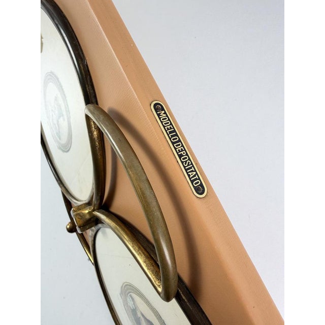 Mid-Century Modern Italian Wall Coat Rack with Brass Oval Frames , 1960s For Sale - Image 6 of 18
