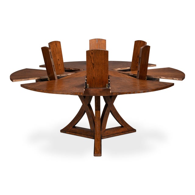 Not Yet Made - Made To Order Warm Brown Oak Expanding Dining Table - 71" For Sale - Image 5 of 11
