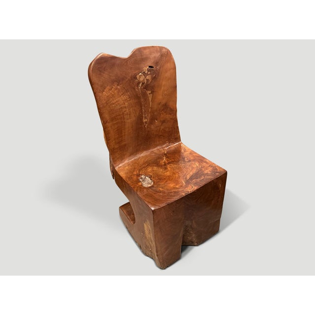 Andrianna Shamaris Sculptural Teak Wood Chair For Sale - Image 4 of 6