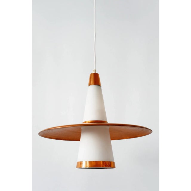Copper & Opaline Glass Sputnik Ceiling Lamp, 1950s For Sale - Image 12 of 18