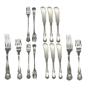 Early 1900s Edwardian "Regent" 16 Piece Fork/Knife Silver Plate Silverware Set by Gorham