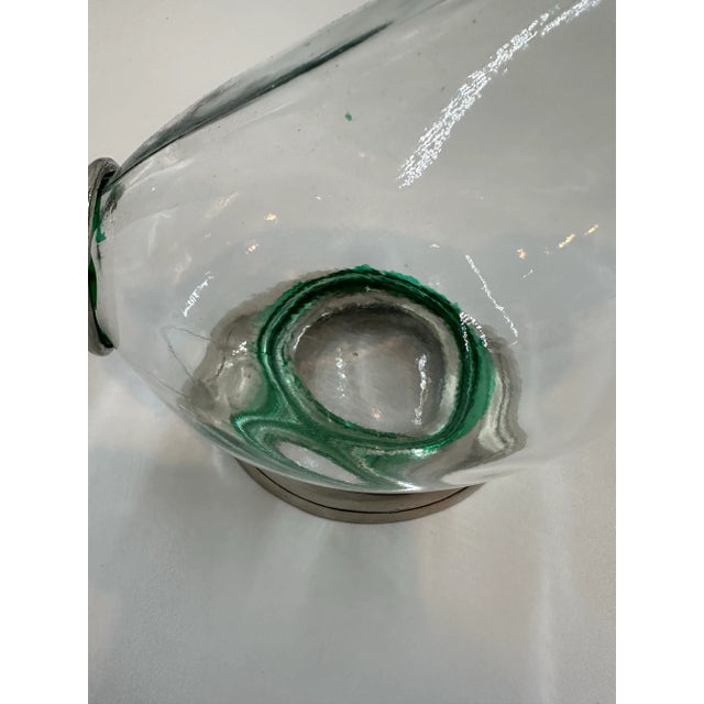 1940s Italian Art Deco Duck Decanter Pitcher in Crystal and Pewter For Sale - Image 9 of 12