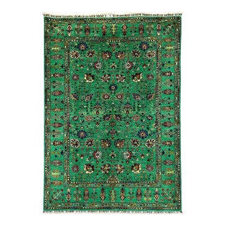 Turquoise Sultani Persian-Inspired Floral Rug, 5'8" X 8'2" For Sale