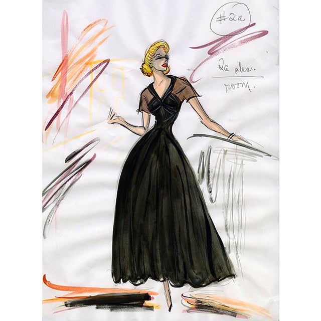 11x14 Print of Original Costume Sketch by Edith Head of Grace Kelly for "Rear Window" 1954 For Sale