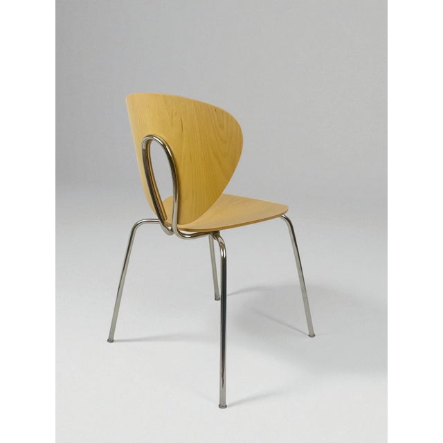 Wood Jesús Gasca for Stua "Globus" Modern Molded Wood & Chrome Stackable Dining Chairs - Set of 8 For Sale - Image 7 of 14