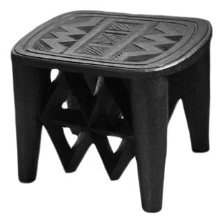 Vintage Ebony Tribal Modern Nupe Stool / Side Table For Sale