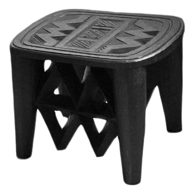 Vintage Ebony Tribal Modern Nupe Stool / Side Table For Sale