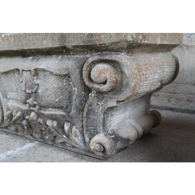 Stone Vintage French Baroque Ornamental Concrete Stone Garden Flower Planters - Set of 2 For Sale - Image 7 of 12