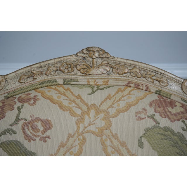 1980s Pair of Crackle Paint Louis XV Fauteuils Armchairs For Sale - Image 5 of 18