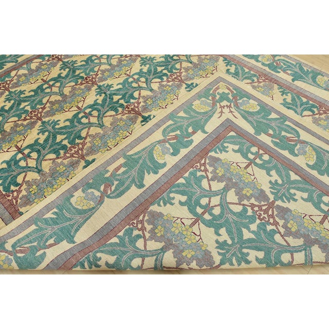 William Morris Rug 9’11” X 13’3” Beige Wool Hand-Knotted Oriental Carpet For Sale - Image 14 of 15