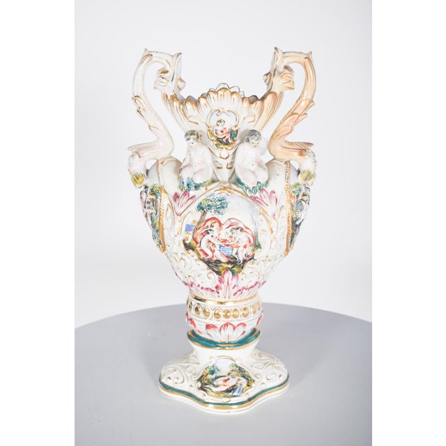 1950s Amphora Shaped Polychrome Pottery Jar, 1950s For Sale - Image 5 of 13