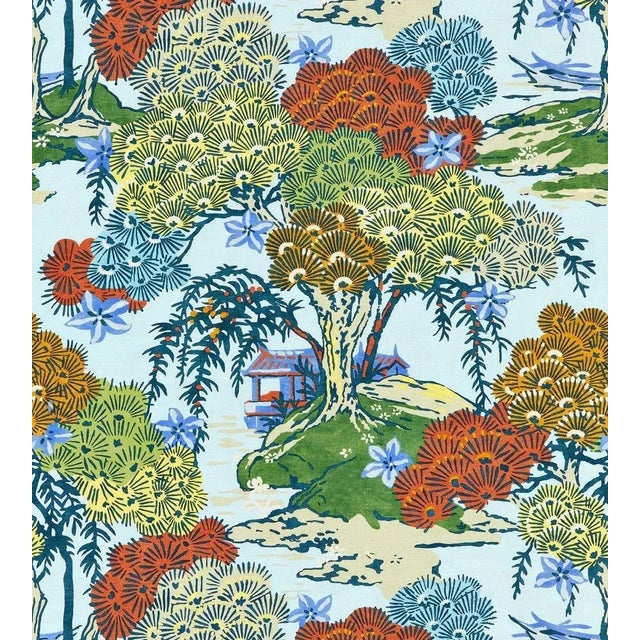 Sample - The House of Scalamandré Sea of Trees Print Fabric, Kaleidescope For Sale