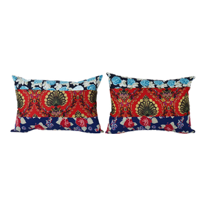 Uzbek Roller Printed Lumbar Pillow Cover - A Pair