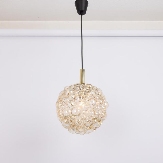 Large Amber Bubble Glass Pendant by Helena Tynell for Limburg, Germany, 1970s For Sale - Image 6 of 12