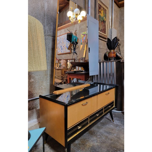 1950's Vanity With Mirror & Lacquer Finish For Sale - Image 10 of 12