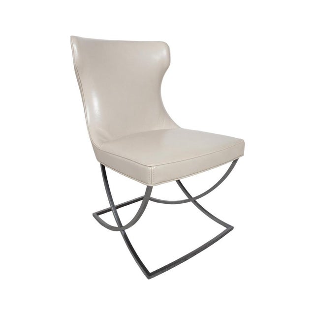 Dining Set with Leather Chairs and Oval Dining Table by Baxter Gilbert, Set of 8 For Sale - Image 6 of 18