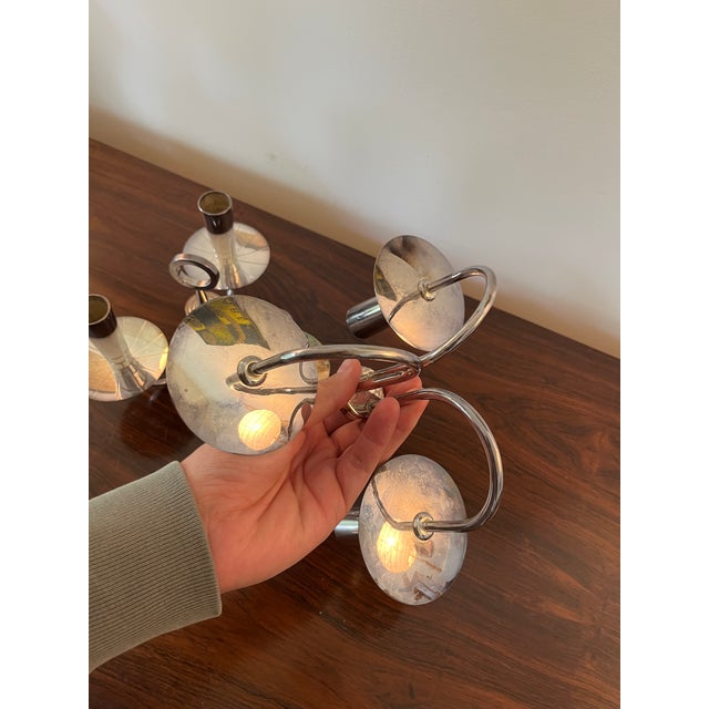 Mid 20th Century Pair of Mid 20th Century Tommi Parzinger Candle Holders Silver Plated Candelabra For Sale - Image 5 of 7