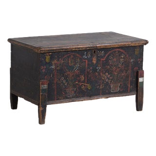 Antique Red Colored Trunk in Wood, 1870 For Sale