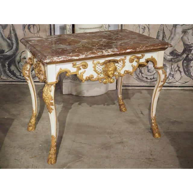 Early 18th Century Painted Italian Console Table With Rouge Royal Marble Top For Sale - Image 13 of 13
