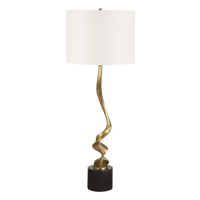Kenneth Ludwig Chicago Spiraling Cordless Brass Buffet Lamp For Sale - Image 4 of 6