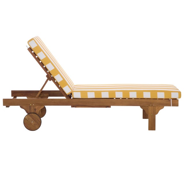 Newport Chaise Lounge, Yellow Stripe For Sale - Image 13 of 13