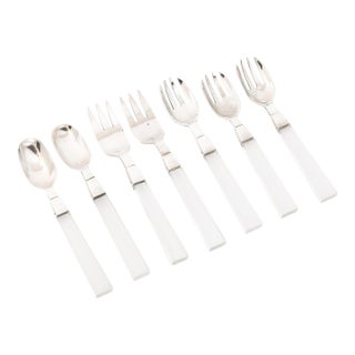 Set of 7 Mid-Century Sterling Silver & Lucite Flatware by Porter Blanchard For Sale