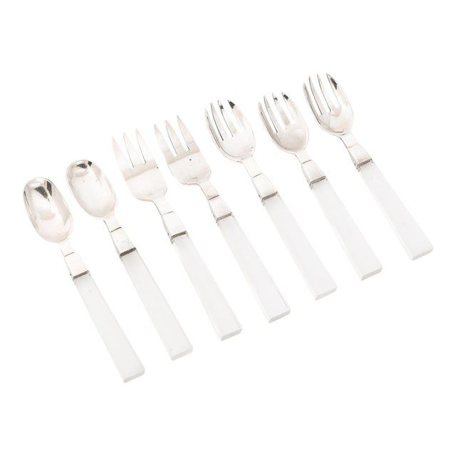 Set of 7 Mid-Century Sterling Silver & Lucite Flatware by Porter Blanchard For Sale