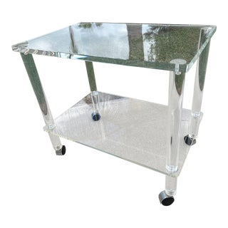 1970s Vintage Lucite Rolling Cart For Sale