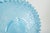 Light Early 20th Century Blue Glass Dish with Ruffled Edge and Floral Pattern For Sale - Image 4 of 5