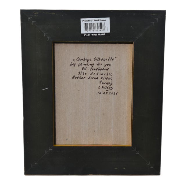 2020s Impressionist Western Cowboys Portrait Painting Including the Antiqued Gold Wood Frame For Sale - Image 5 of 6