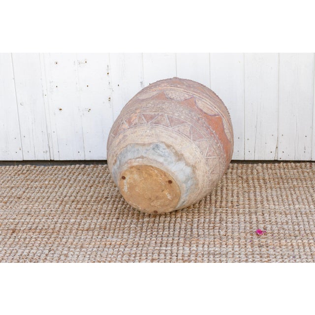 Tall Painted African Clay Water Pot For Sale - Image 10 of 12