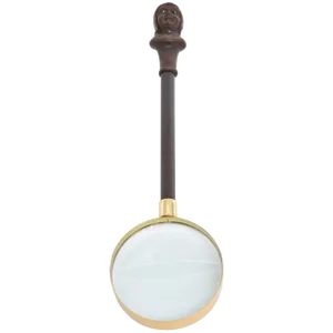 Victorian Female Bust Wood Diamond Eyes Magnifying Glass