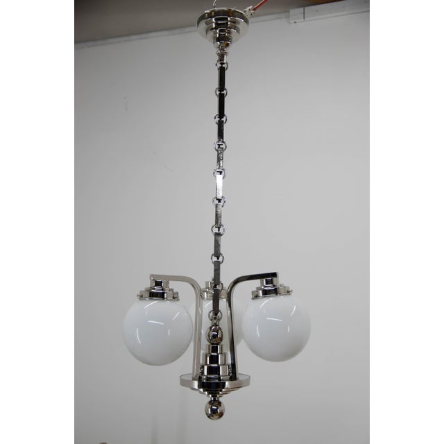 Art Deco 3-Arm Chandelier, 1920s For Sale - Image 3 of 13