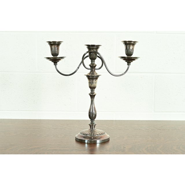 A gorgeous antique Victorian or English Traditional silver plate three-light candelabra In the manner of Tiffany & Co....
