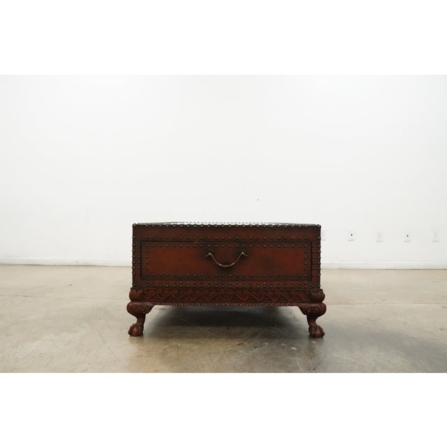 1980s Attributed to Ralph Lauren Dalton Leather Clad Cocktail Coffee Table For Sale In Austin - Image 6 of 10