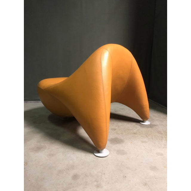 A rare pair of leather lounge chairs in very good condition with just a few scuffs to the leather. I have official proof...