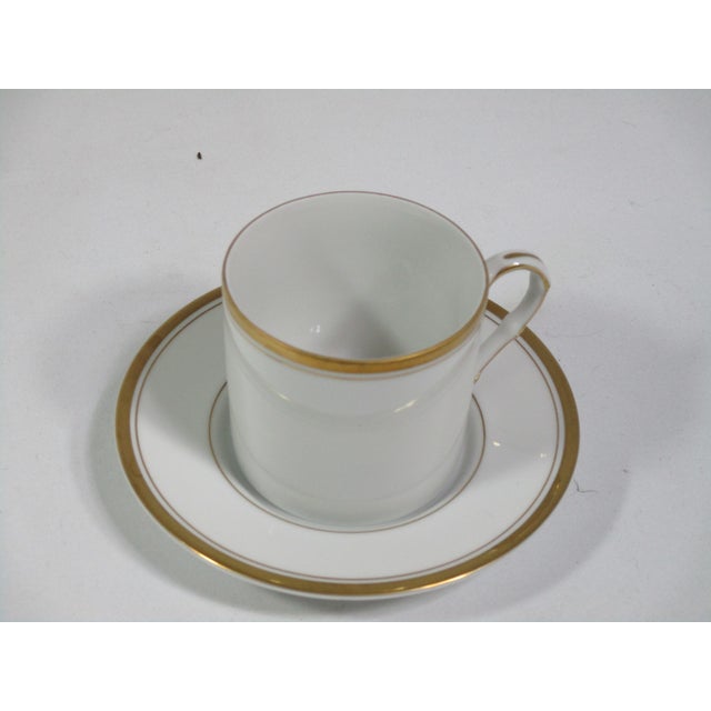 Art Deco 1970s Fitz & Floyd White and Gold Cups and Saucers Set- 8 Pieces For Sale - Image 3 of 9