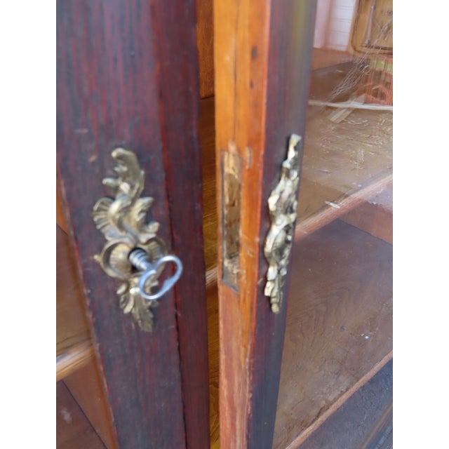 Early 20th Century Early 1900s Tiger Oak Long Large China Cabinet Bookcase Cupboard 6583 For Sale - Image 5 of 18